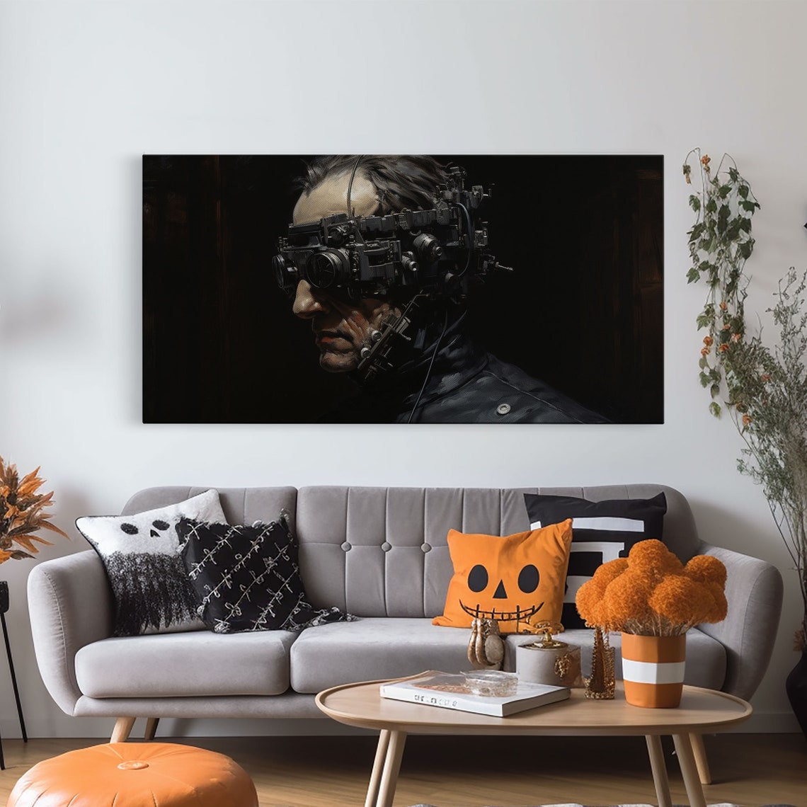 Victorian Steampunk Cyborg With Mechanical Goggles Profile Print - Image 5