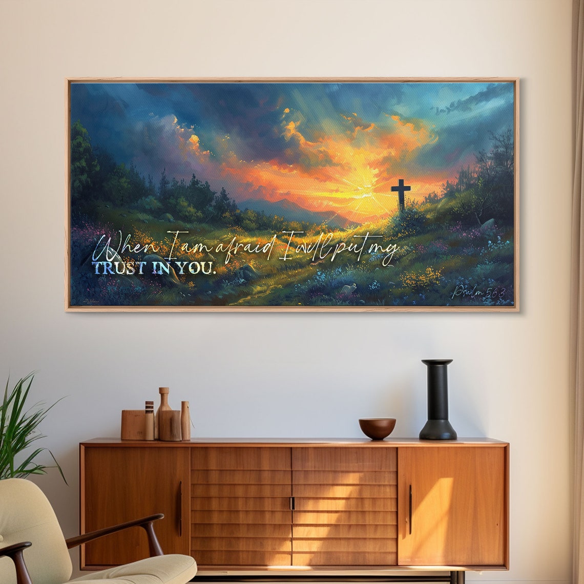 Psalm 563 When I Am Afraid Framed Print Scripture Wall Art Christian Paintings House Warming Gift Bible Verse Print Giant Art - Image 6