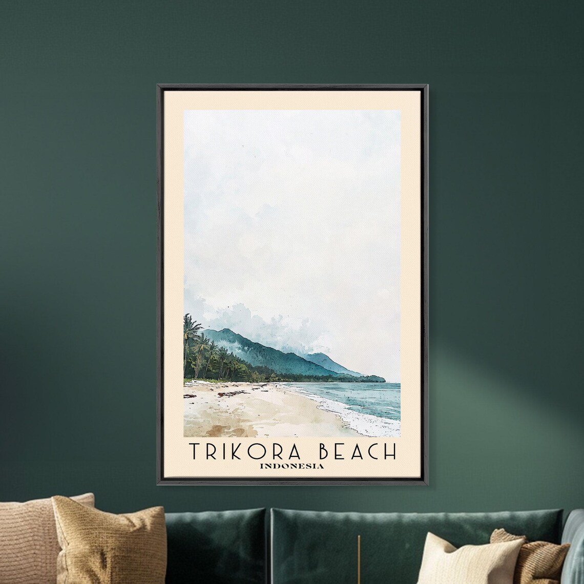 Trikora Beach Indonesia Palm Shore Mountain Water Watercolor Poster - Image 5