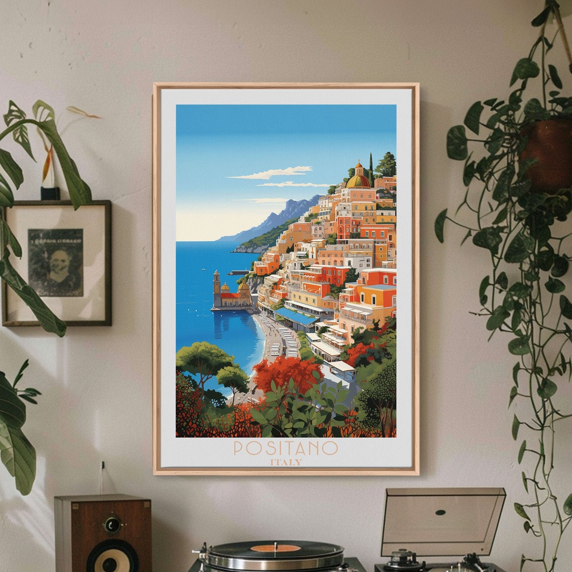 Positano Italy Amalfi Coast Cliffside Village Beach View Travel Poster - Image 2