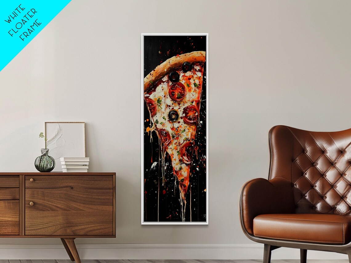Pizza Painting Art Print, Funky Kitsch Kitchen Decor