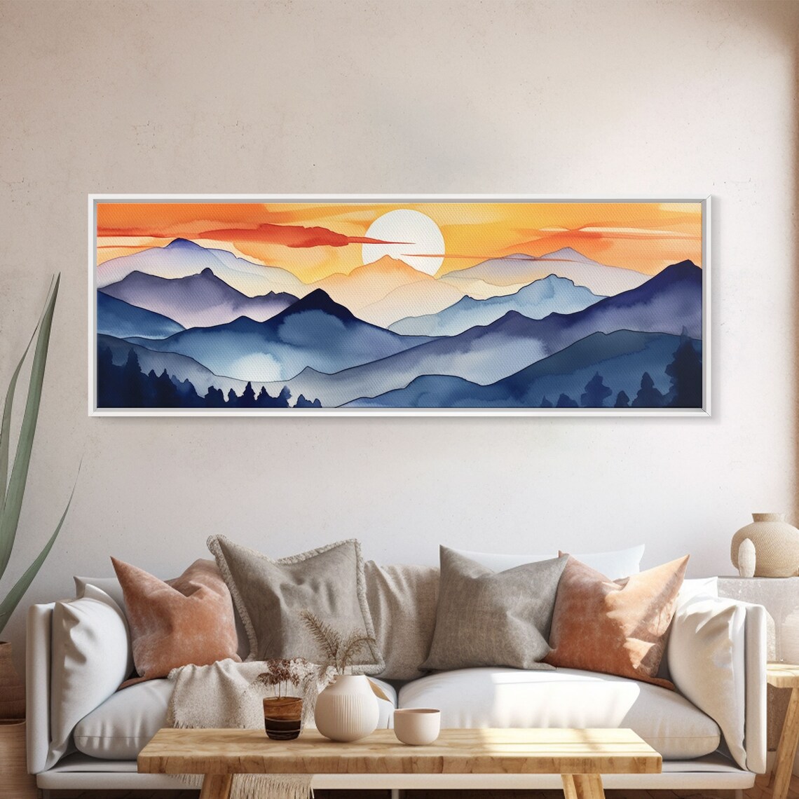 Mid-Century Modern Mountain Sunset Art Print, Panoramic - Image 5