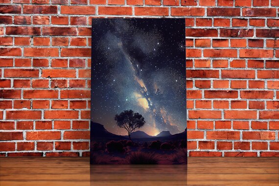 Starry Night Plains Lone Tree Milky Way Desert Dark Sky Poster