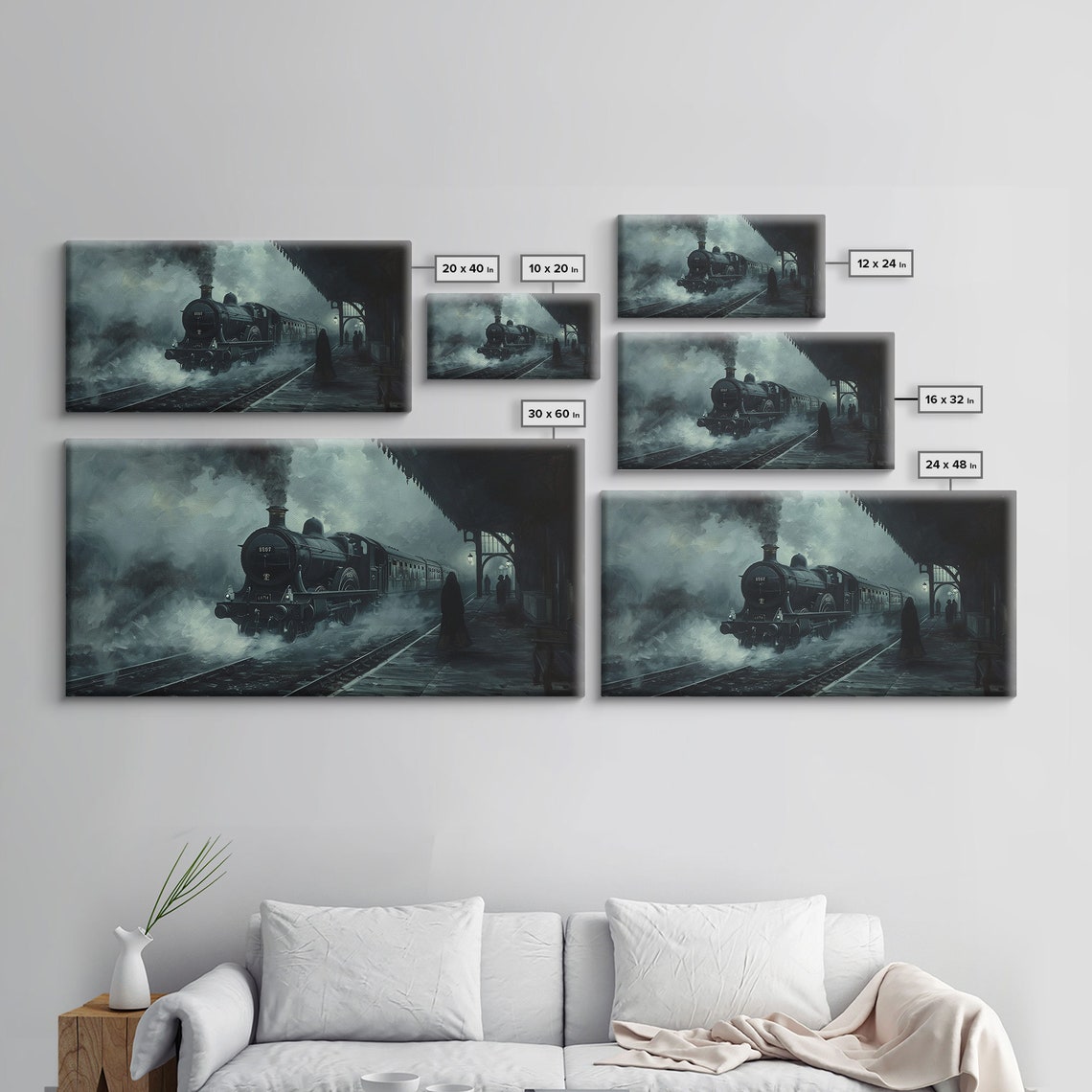 Haunted Steam Train Arriving At Dark Station Spooky Halloween Print - Image 2