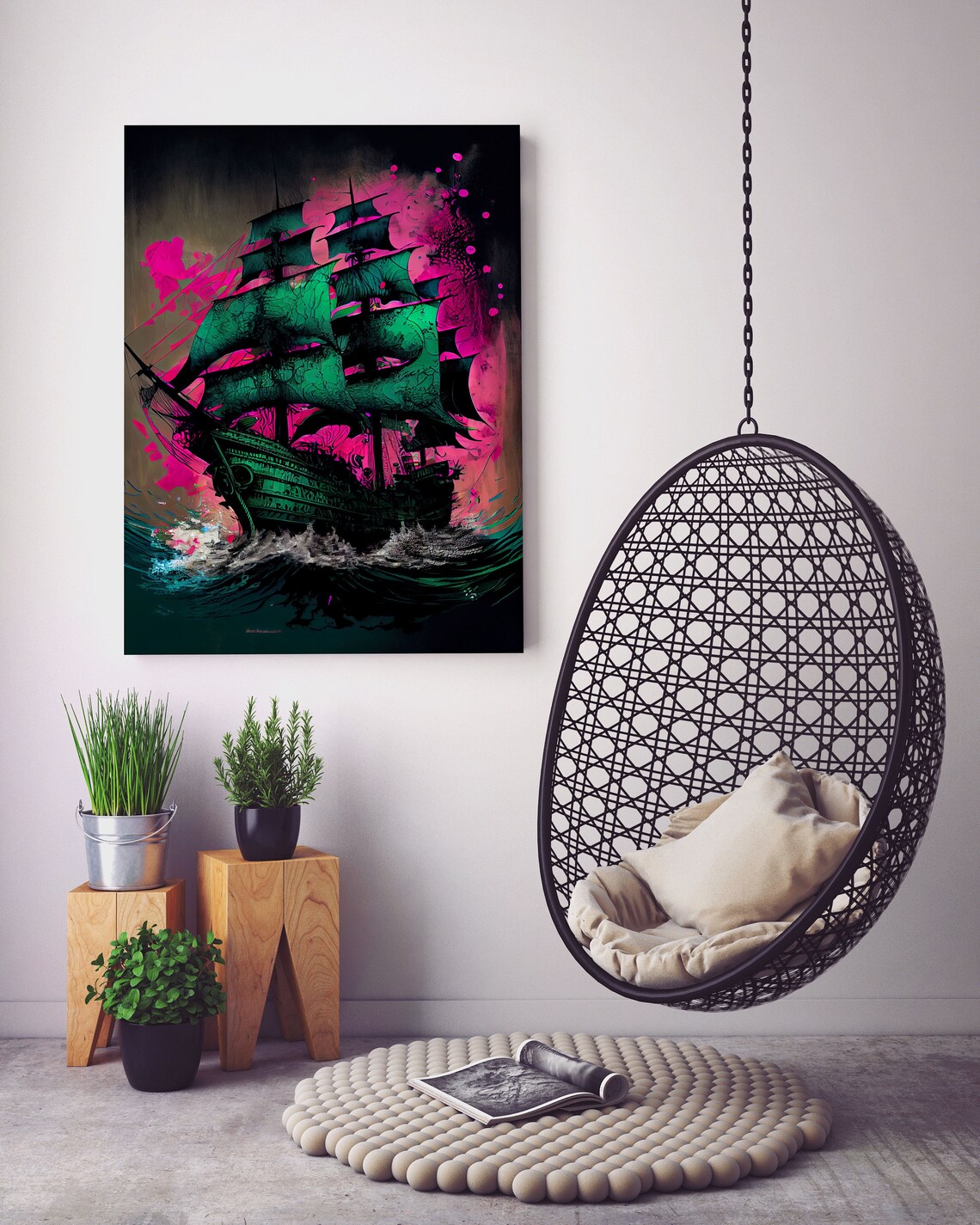 Surreal Psychedelic Pirate Ghost Ship Poster Print - Image 6