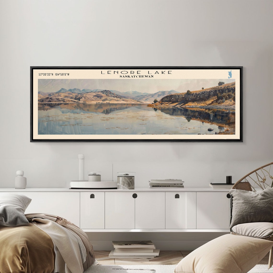 Lenore Lake Saskatchewan Rolling Prairie Hills Mirror Water Poster - Image 2