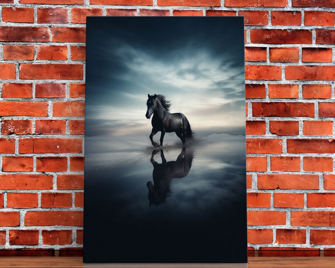 Black Stallion in the Clouds, Nature Photo Print - Image 4