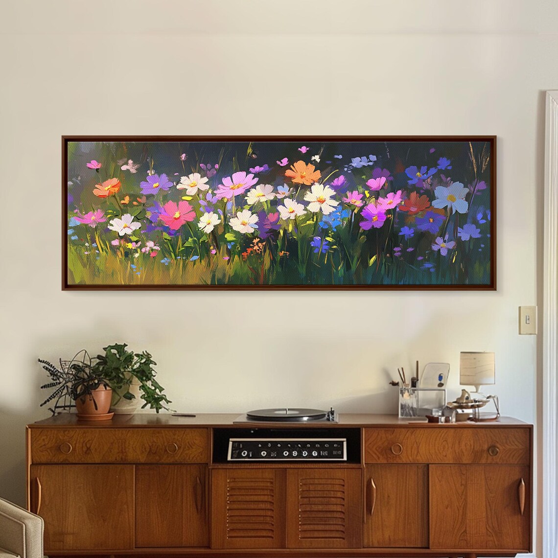 Colorful Cosmos Wildflower Meadow Bloom Oil Painting Art Poster - Image 5