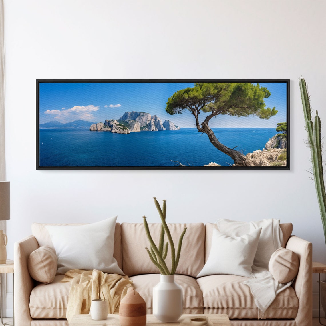 Capri Italy Faraglioni Sea Stacks Mediterranean Coast Panoramic Print