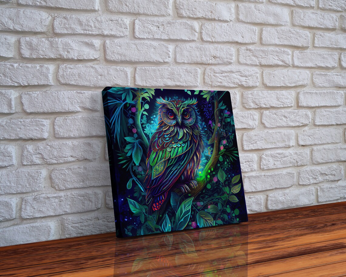 Colorful Psychedelic Owl Portrait Wall Art Print - Image 5