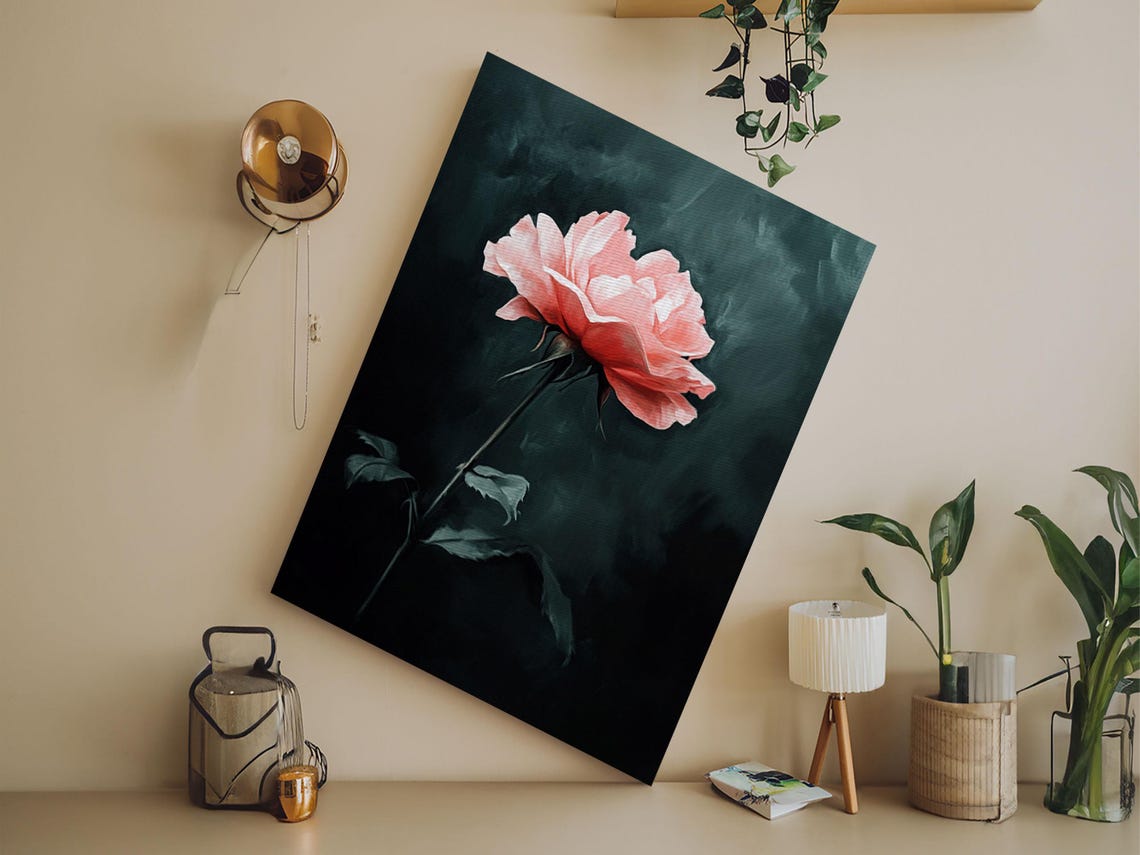 Oil Painting Print Of A Pink Rose Framed Print French Country Decor Modern Farmhouse Rustic Farmhouse Rose Painting Rose Art - Image 6