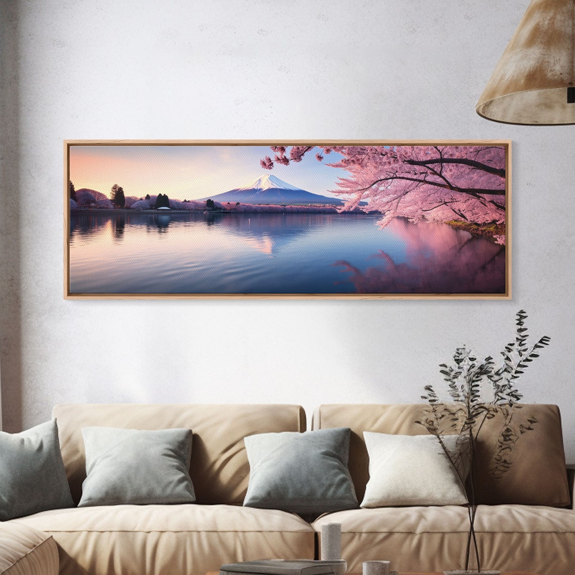 Mount Fuji Japan Cherry Blossom Lake Reflection Pink Sunset Poster - Image 3
