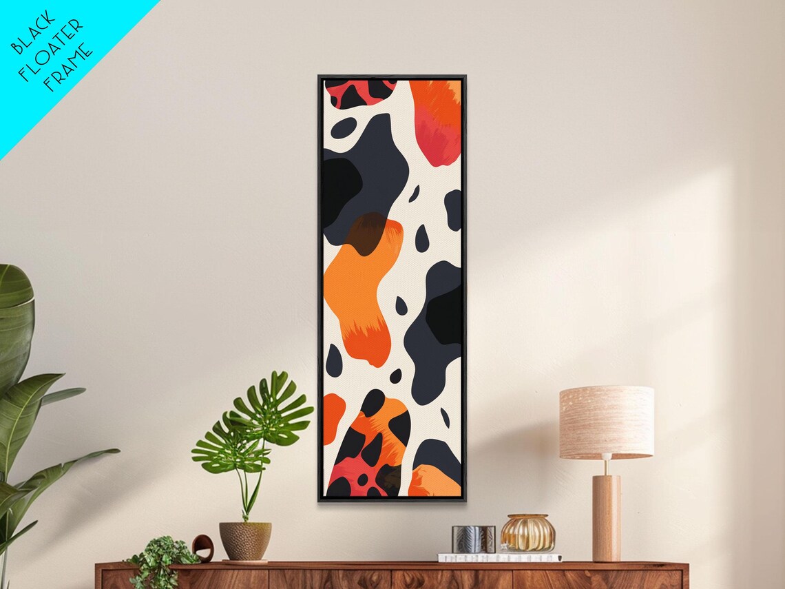 Abstract Boho Leopard Spots Pattern Cream Black Orange Modern Style Poster - Image 4