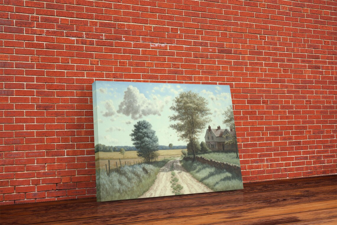 Dirt Road Farmhouse Summer Vintage Painting Rustic Pastoral Art Poster - Image 5