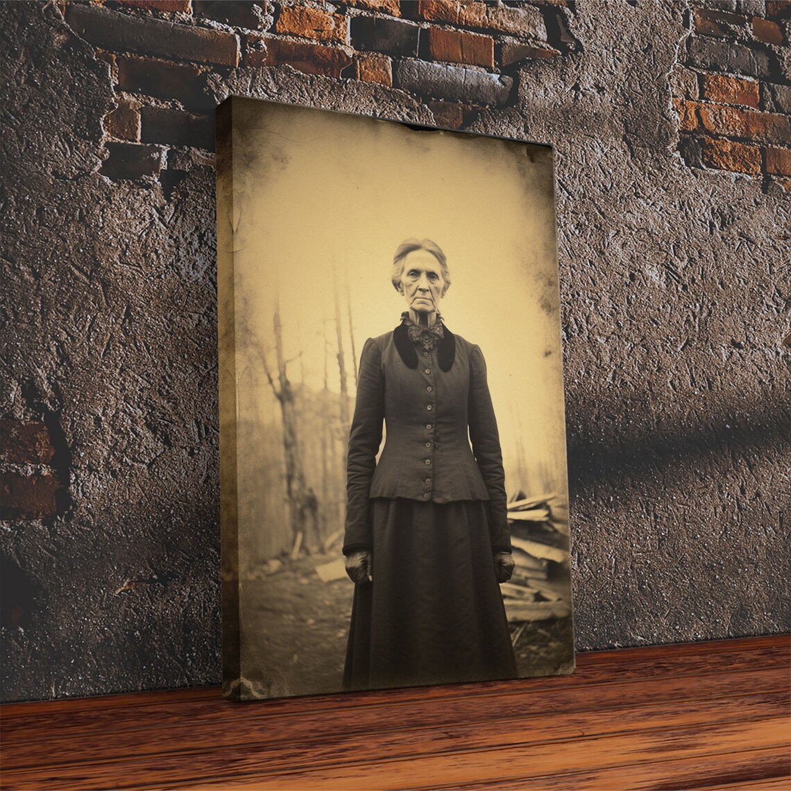 Victorian Elderly Woman Sepia Antique Photograph Vintage Portrait Poster