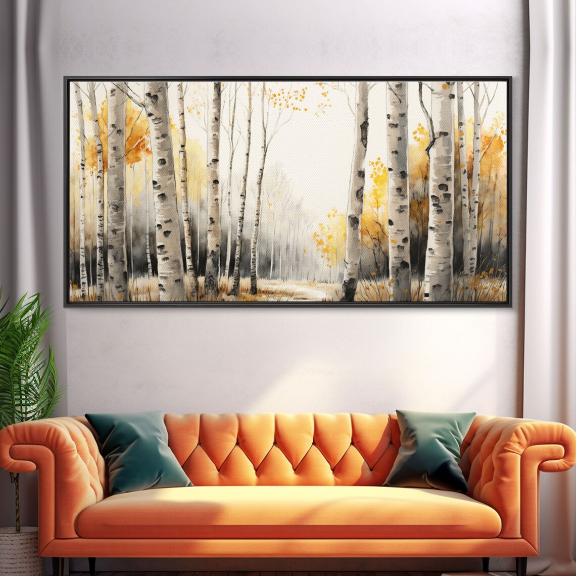 Abstract Birch Forest Fall Oil Painting Art Print - Image 5