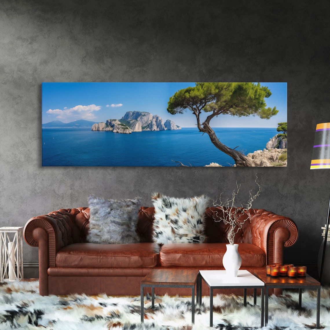 Capri Italy Faraglioni Sea Stacks Mediterranean Coast Panoramic Print - Image 3