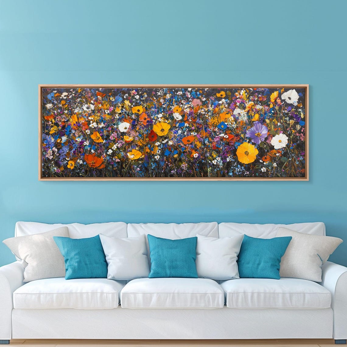 Colorful Wildflower Field Meadow Dense Blooms Panoramic Art Poster - Image 3