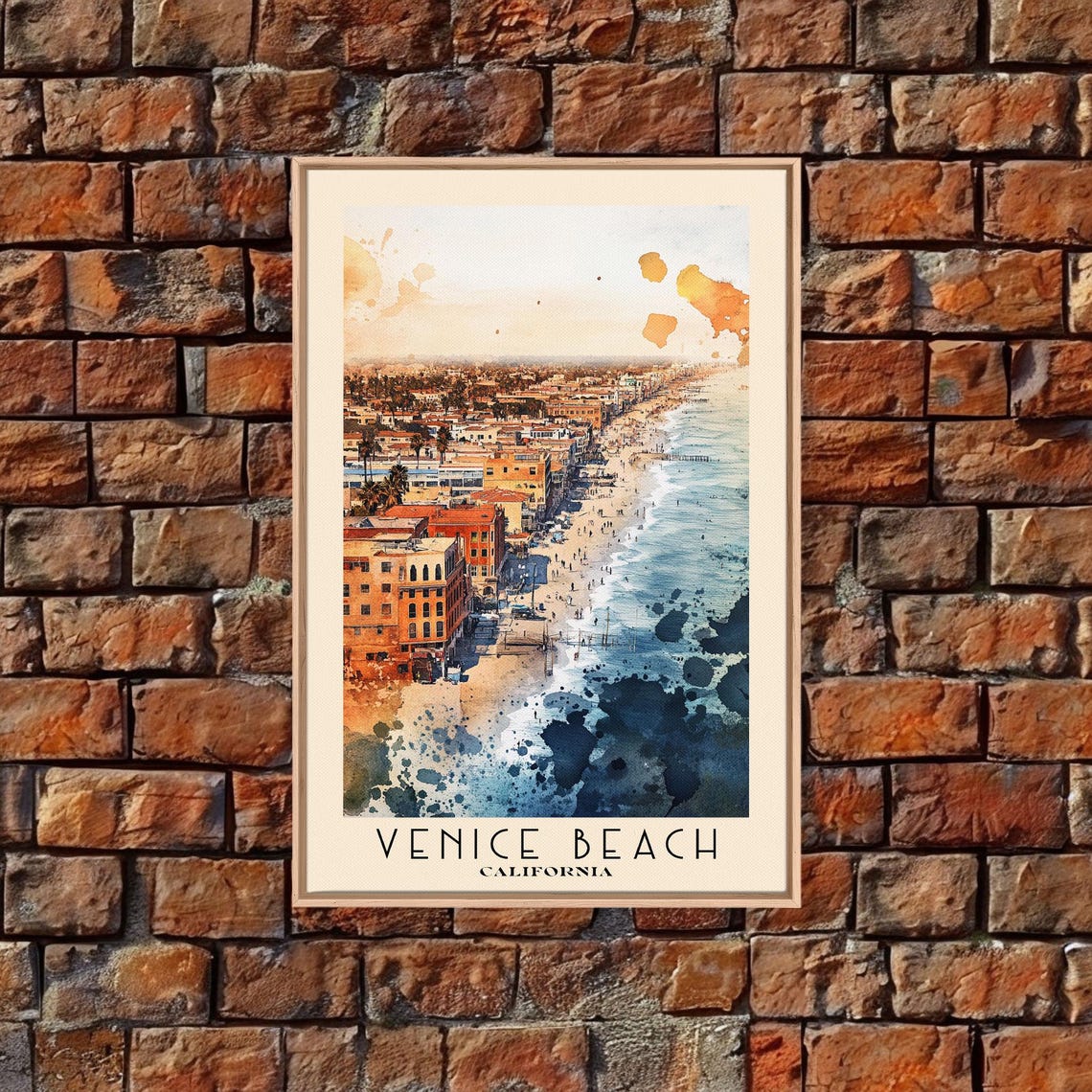 Venice Beach California Aerial Ocean Shoreline Boardwalk View Poster - Image 5