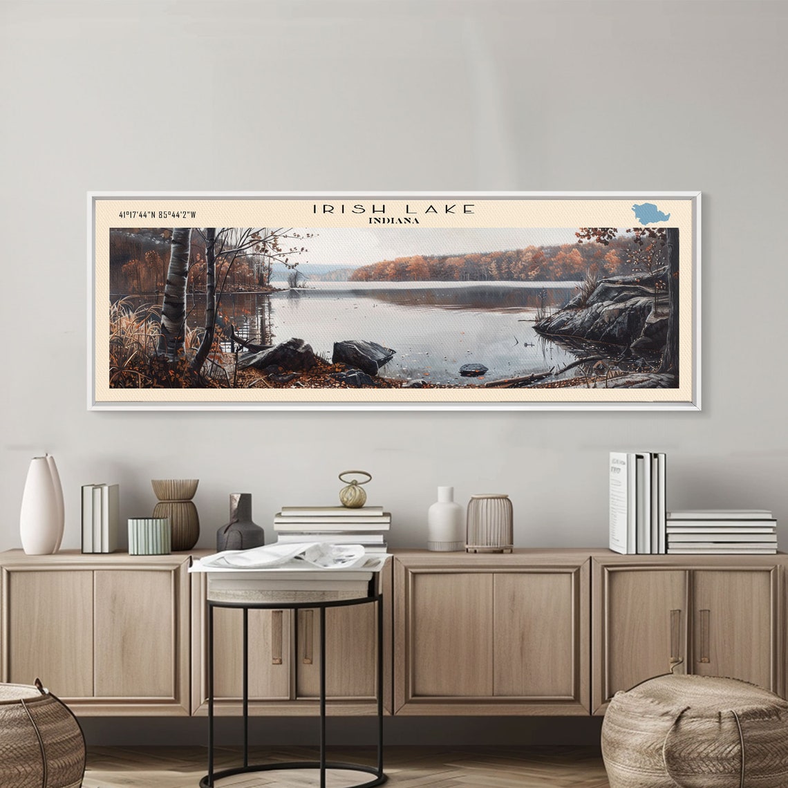 Irish Lake Indiana Autumn Birch Trees Rocky Shoreline Fall Poster - Image 5