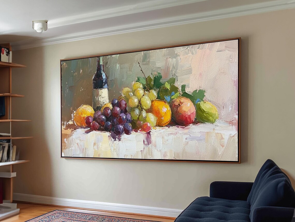 Still Life Of Grapes And Wine Art Print, Eclectic Kitchen