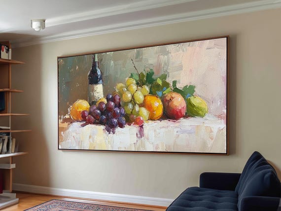 Still Life Of Grapes And Wine Art Print, Eclectic Kitchen