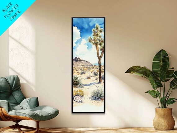 Retro Joshua Tree Wall Art Framed Print Unique California Themed Wall Art Skinny Tall Art Narrow Art Accent Piece Wall Art