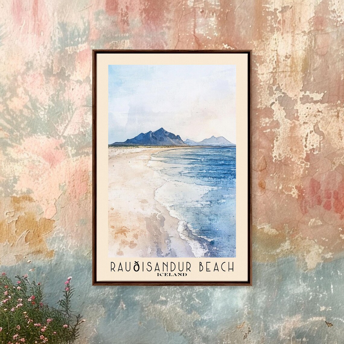 Rauðisandur Beach Iceland Pale Sand Mountain Coast Travel Poster - Image 4