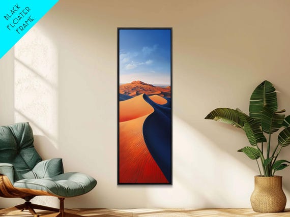 Serene Desert Dunes Under A Clear Sky Skinny And Tall Art Minimalist Framed Print Modern Wall Decor