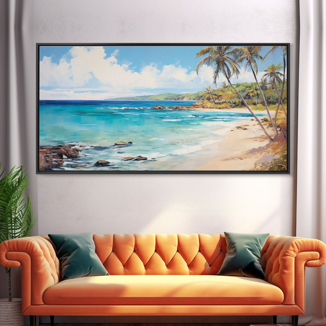 Palm Tree Beach Print Beach Art Framed Art Original Beach Painting Palm Tree Poster Landscape Painting Tropical Decor - Image 5