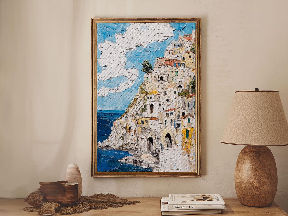 Cinque Terre Manarola Italy Cliff Village Colorful Impasto Seascape Travel Poster - Image 4