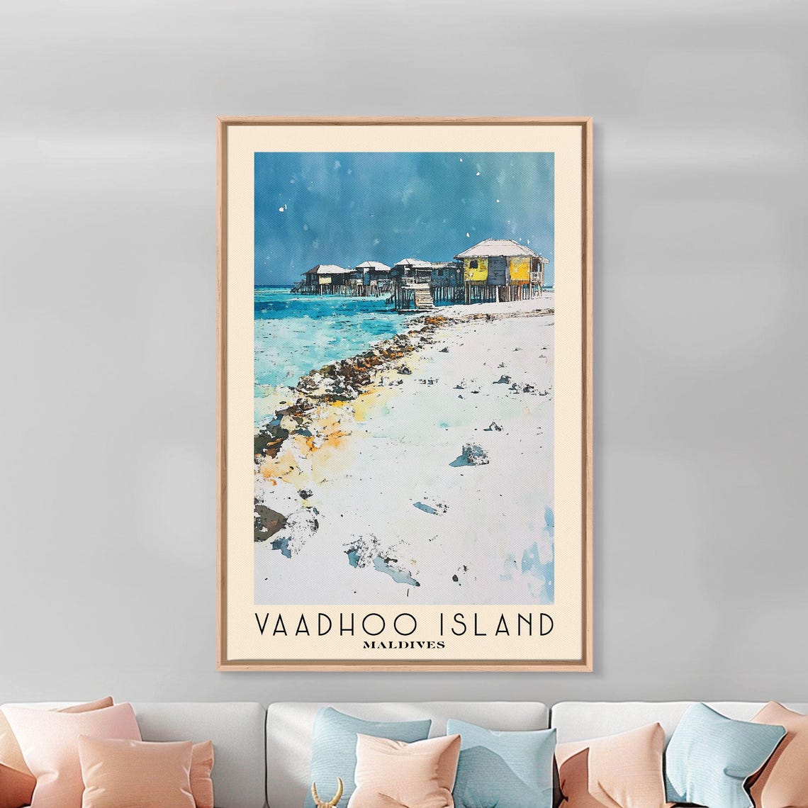 Vaadhoo Island Maldives Overwater Villas White Sand Beach Poster - Image 2