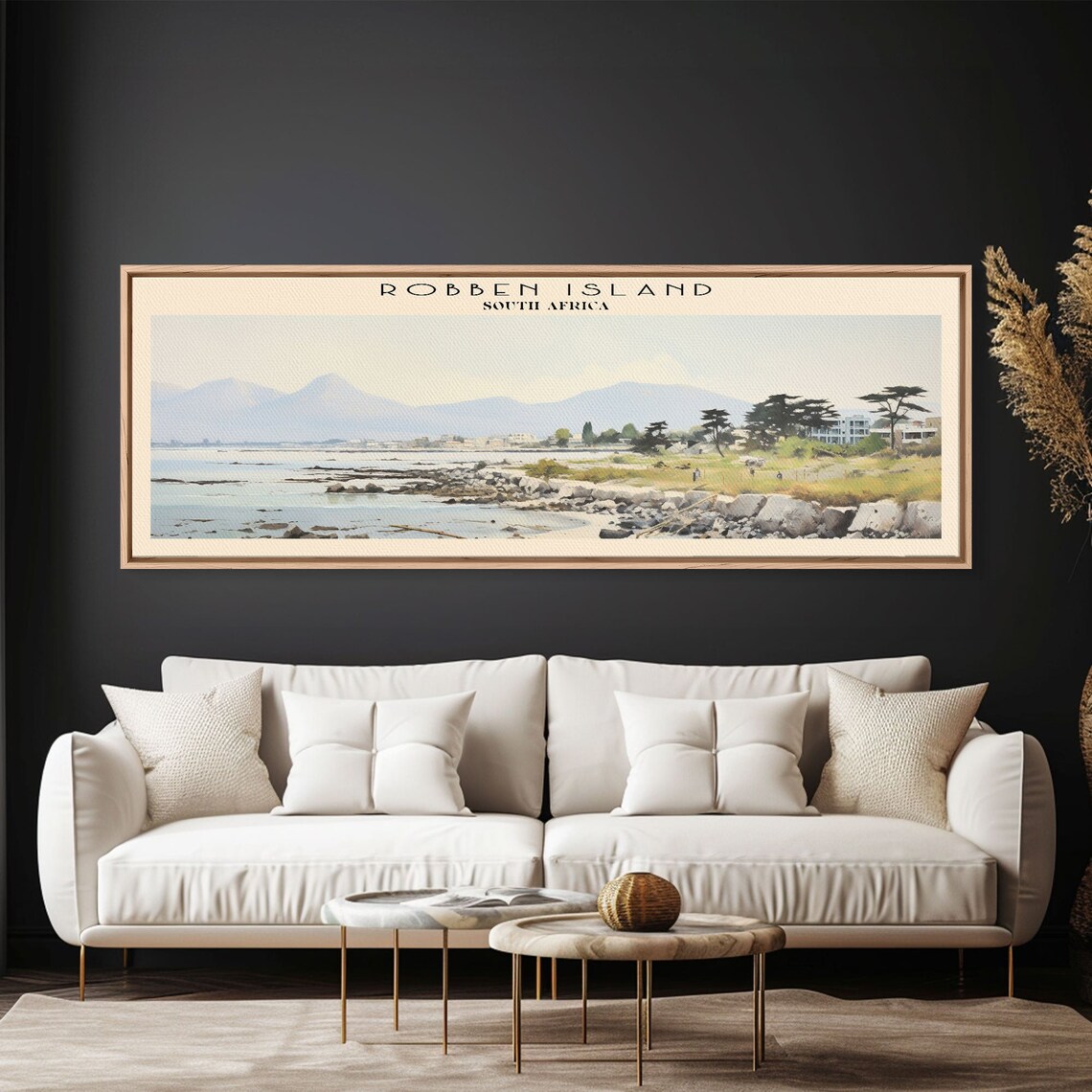 Robben Island South Africa Coastal Bay Shoreline Vintage Travel Poster
