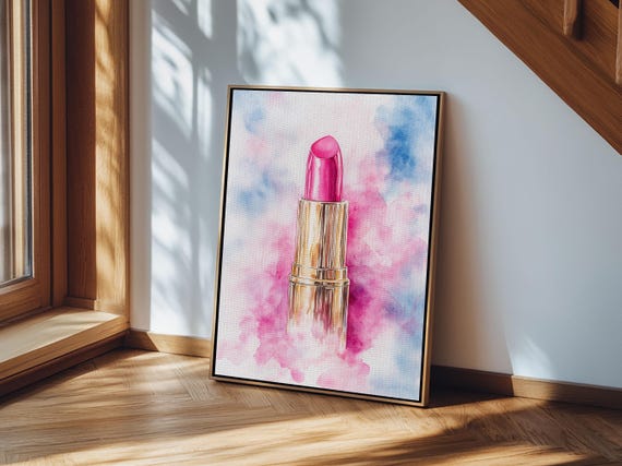 Pink Lipstick Framed Print Preppy Dorm Room Decor Makeup Wall Art Girls Dorm Room Wall Art Preppy Art Preppy Style Decor