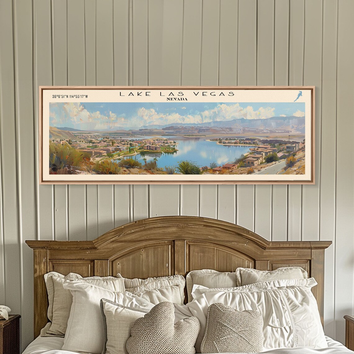 Lake Las Vegas Nevada Desert Mountain Marina Blue Water Travel Poster
