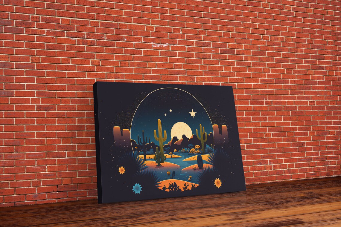 Pueblo Desert Full Moon Art Deco Style Art Print - Image 6