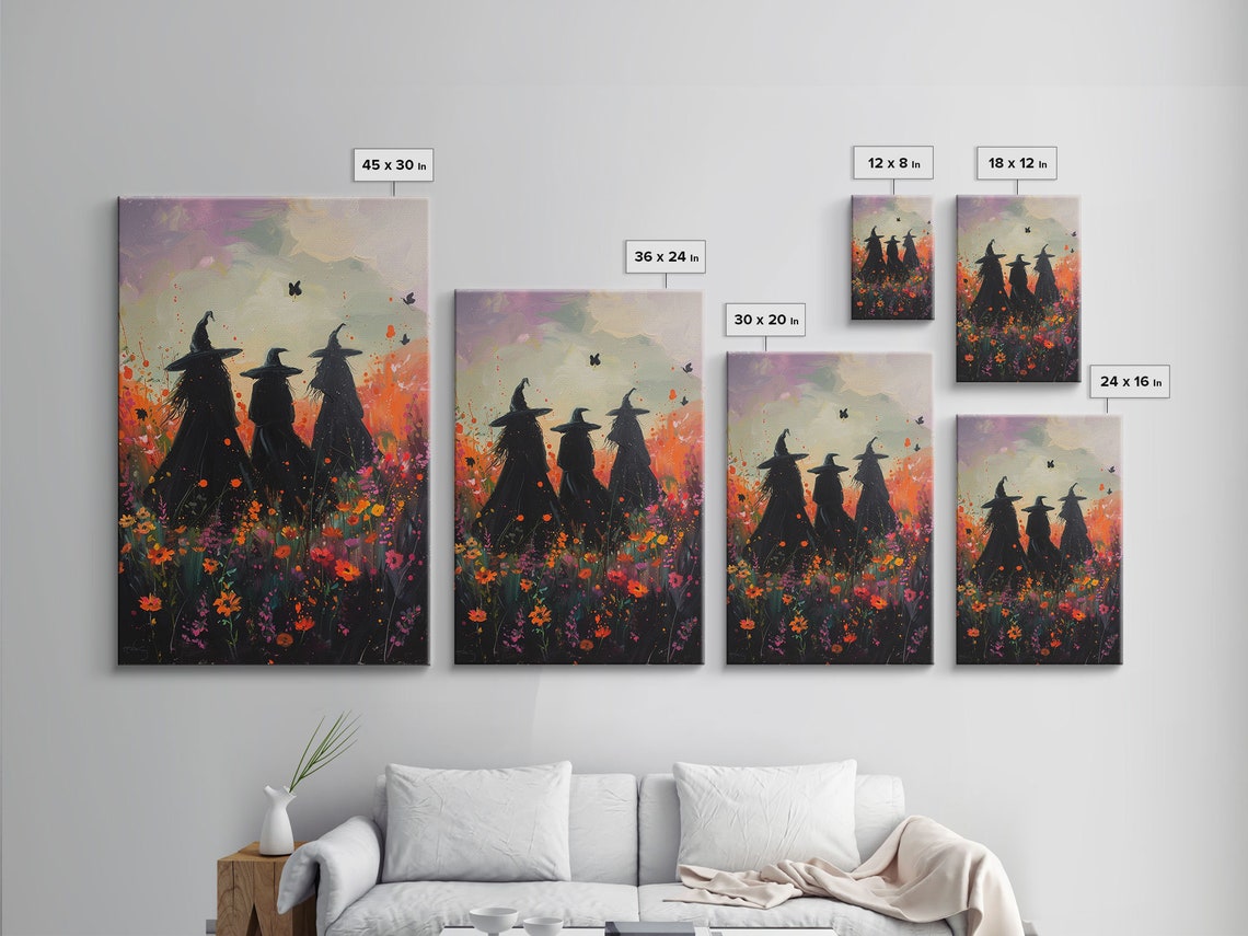 Witches Coven Butterflies Sunset Wildflower Meadow Moody Art Poster - Image 2