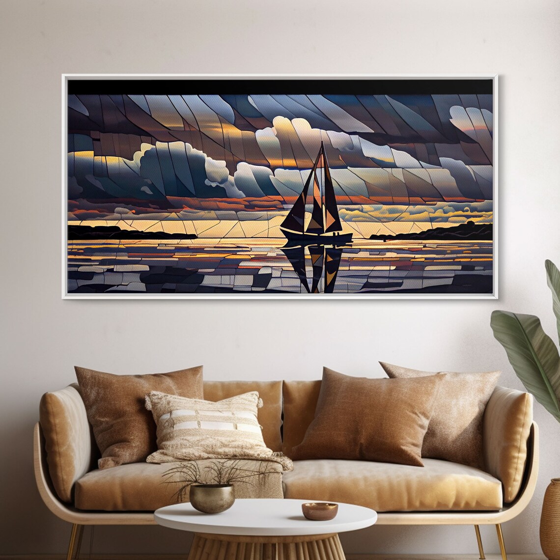 Art Deco Stained Glass Sail Boat Art Print - Image 6