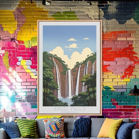 Angel Falls Wall Art Travel Poster Print Gift For Travel Lover Vacation Gift Original Wall Art Home Decor Original Art