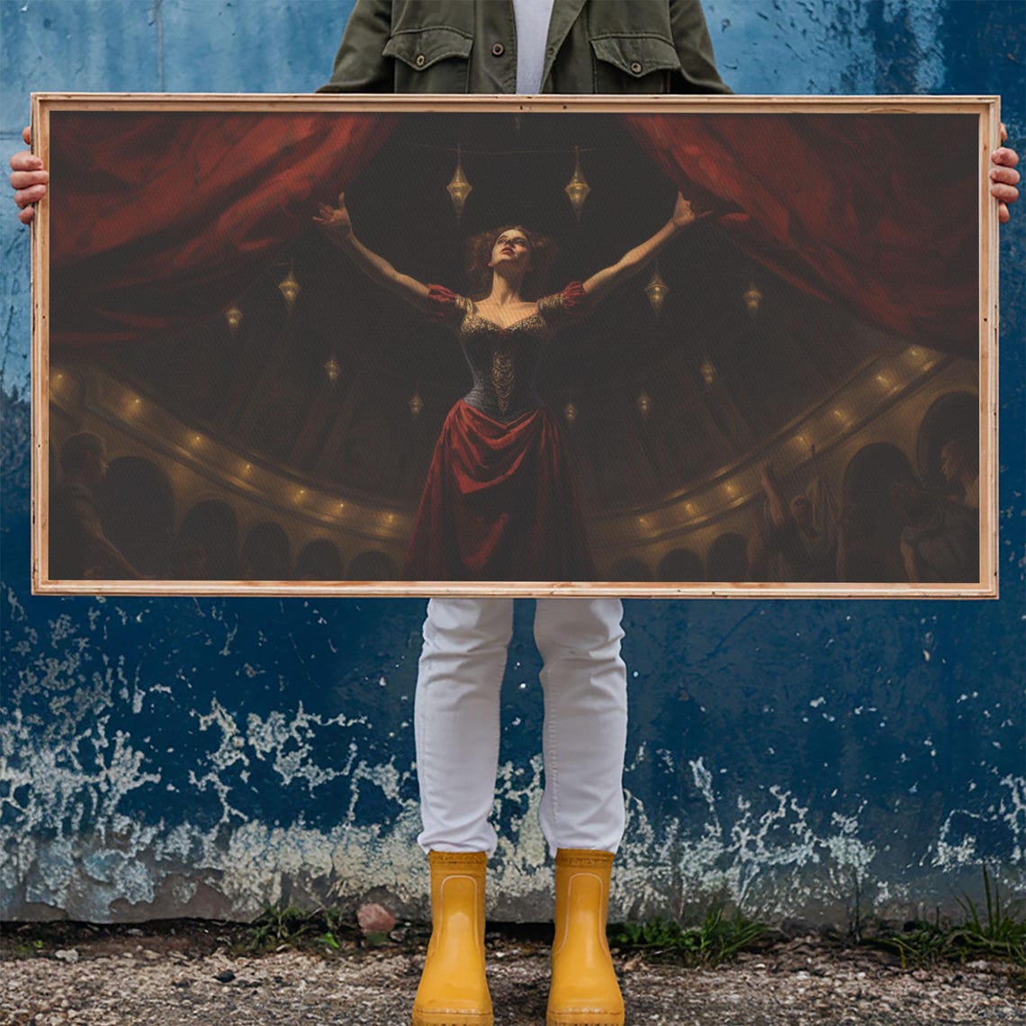 Theater Performer Red Dress Dark Stage Circus Spotlight Art Poster - Image 6