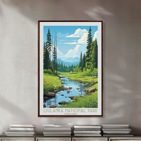 Oulanka National Park Finland Pine Forest Stream Wildflowers View Poster