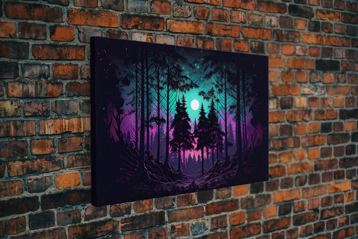 Fantasy Forest Art Print, Full Moon Through Trees - Image 5