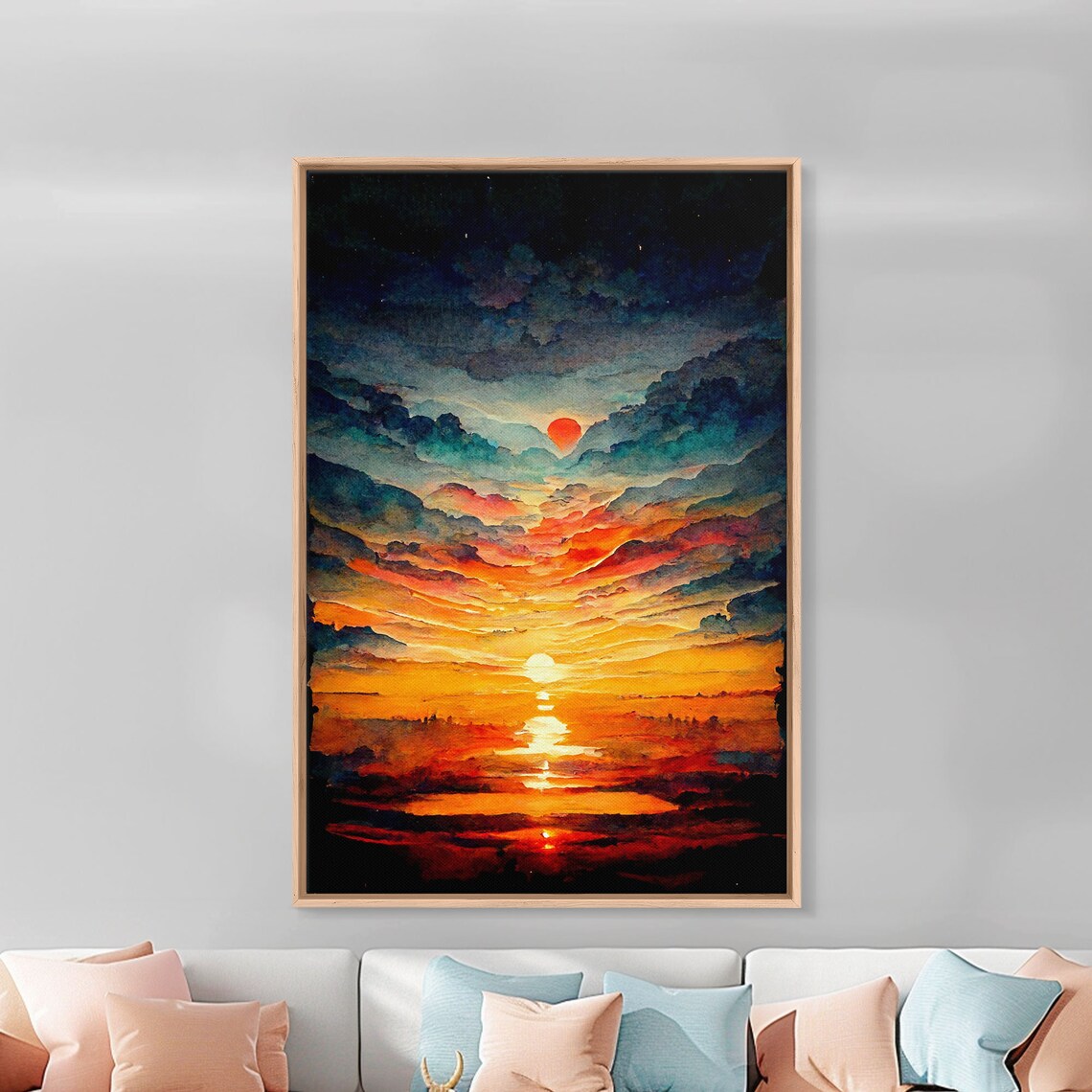 Sunset Clouds Oil Painting, Nature Landscape Art Print - Image 5