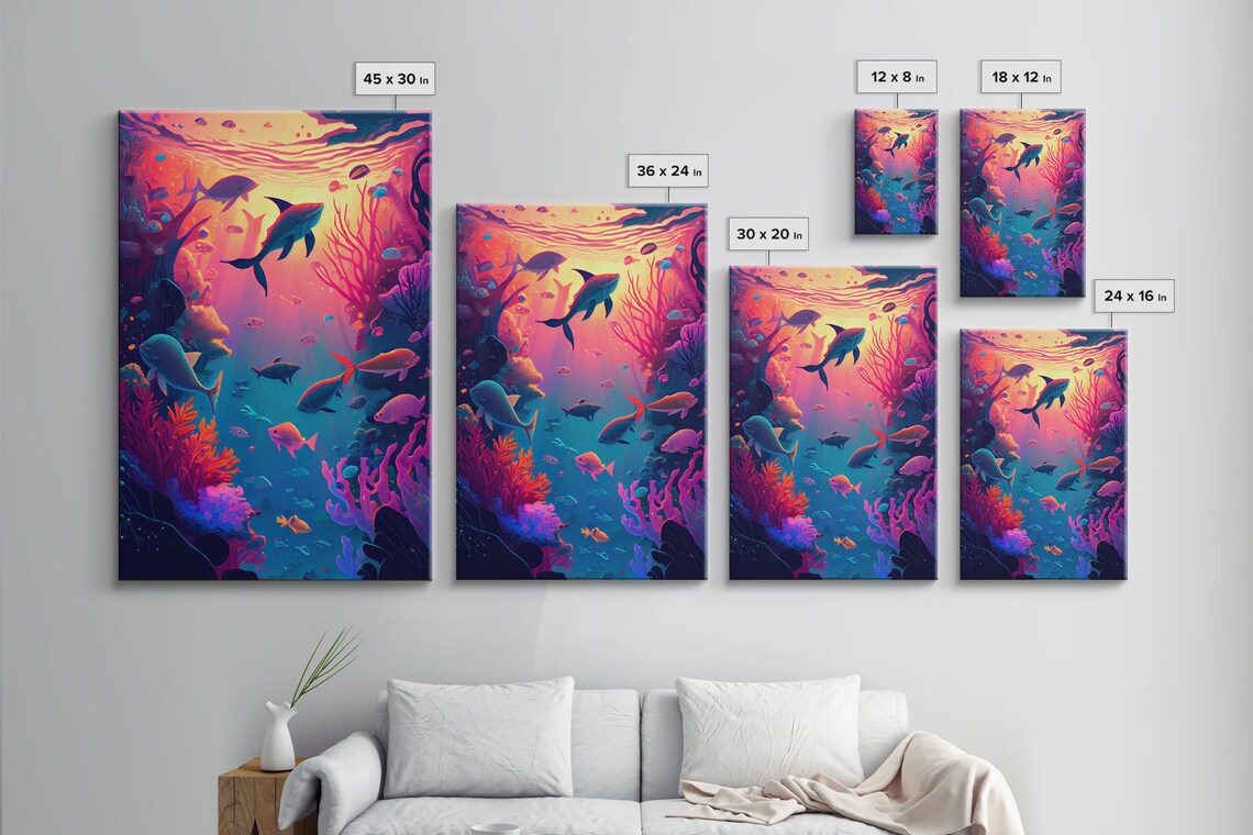 80s Vibe Under The Sea Coral Reef Art Framed Print Fish And Reef Art - Image 5
