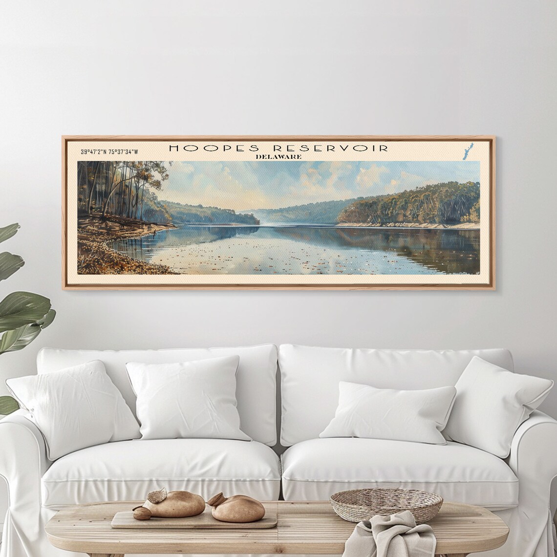 Hoopes Reservoir Delaware Blue Sky Forested Valley Water Poster - Image 4
