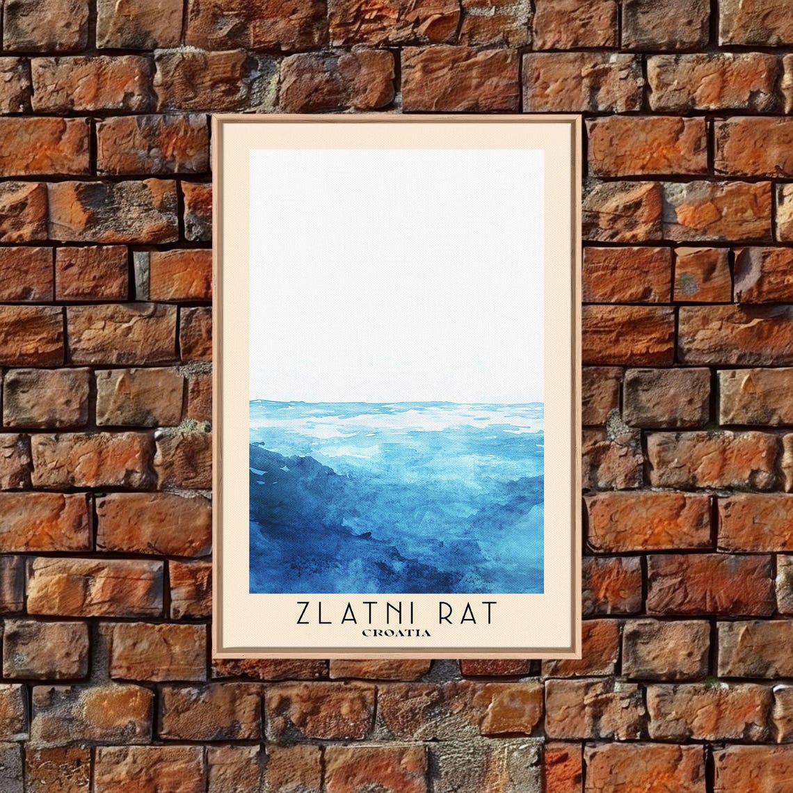 Zlatni Rat Golden Horn Croatia Bold Blue Ocean Watercolor Poster - Image 4