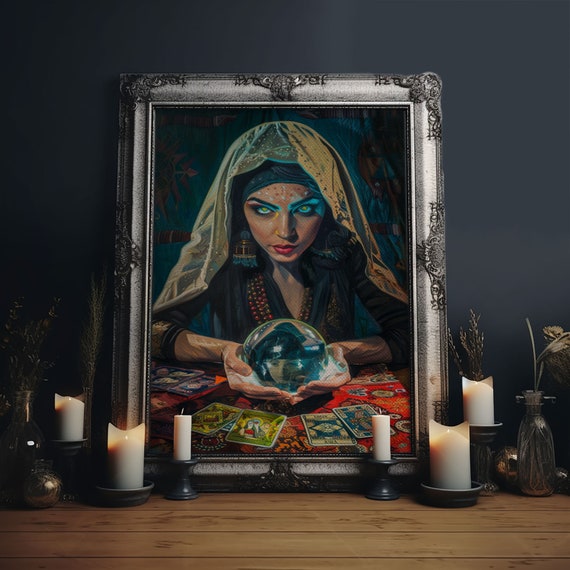Fortune Teller Under Moonlight, Gothic Art Print