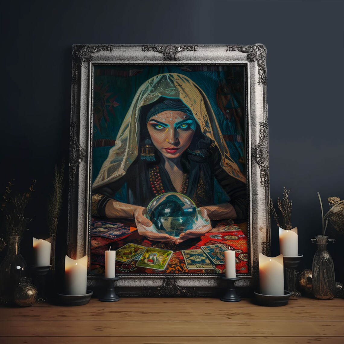 Fortune Teller Under Moonlight, Gothic Art Print