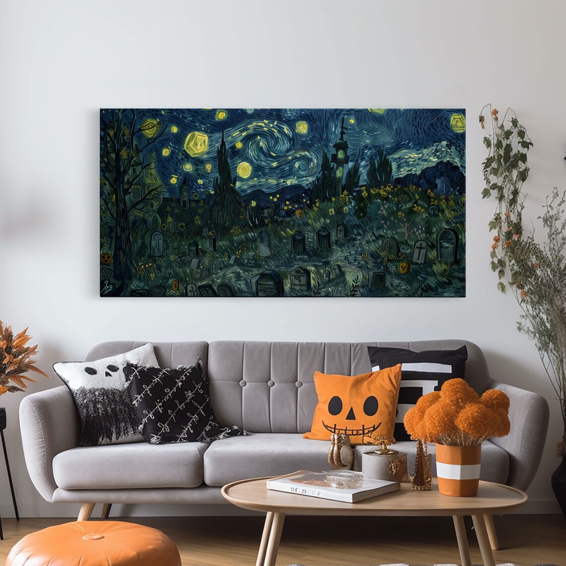 Van Gogh-Inspired Haunted Graveyard Art Print - Image 6