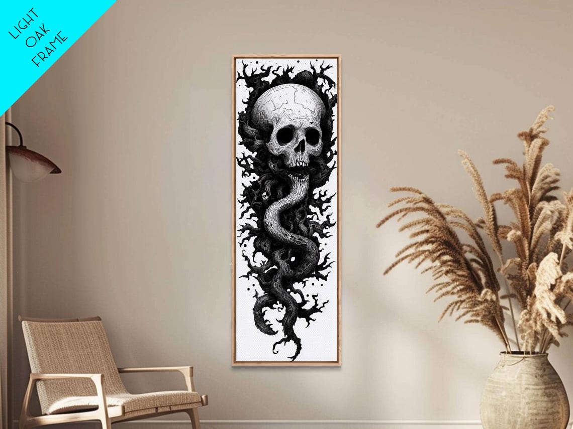 Gothic Skull Entwined With Tree Branches Dark Art Wall Poster - Image 6